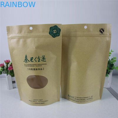 Eco-friendly Customized Paper Bags With Resealable Zipper And Window