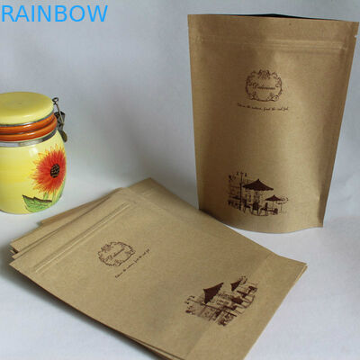 Recycled Customized Paper Bags , Coffee Bean Kraft Paper Packaging