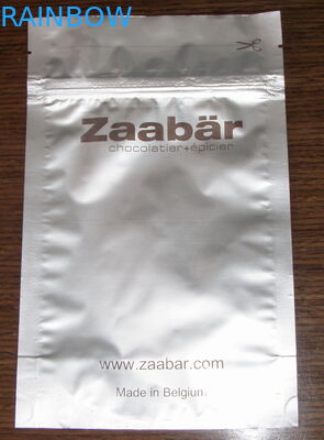 Small Chocolate Foil Packaging Bags , Silver Three Side Seal Flat Aluminum Foil Pouch