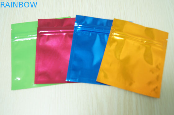 Small Colorful Aluminium Foil Bag Glossy Three Side Seal Mylar Flat with k