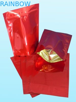 Glossy Plain Red Foil Pouch Packaging Stand Up For Coffee Bean