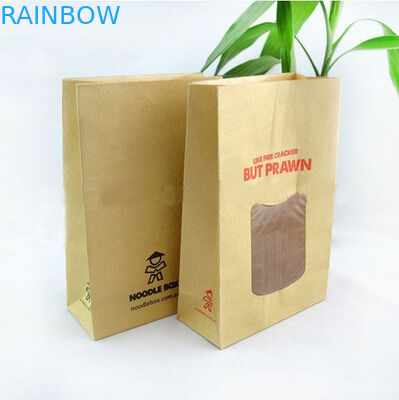 Food Grade Customized Kraft Paper Bags Clear Window For Bread