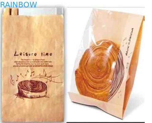 Food Grade Customized Kraft Paper Bags Clear Window For Bread