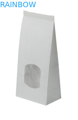 White Square Bottom Customized Paper Bags With Plum Window And Zipper