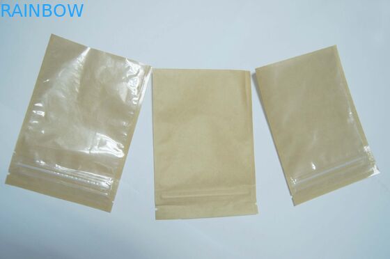 Offset Printing Brown Kraft Paper Bags One Side Full Window And Zipper