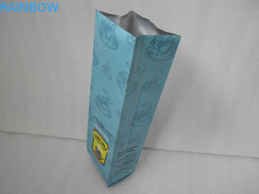 Blue Side Gusset Aluminum Foil Packaging , Coffee Bean Packaging