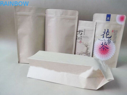 Zipper Printing Customized Paper Bags Silvery Stand Up Kraft Clear Window For Snack