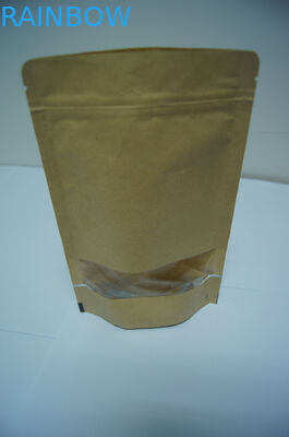 Zipper Printing Customized Paper Bags Silvery Stand Up Kraft Clear Window For Snack