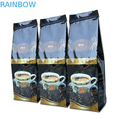 Glossy Black Tin Tie Side Gusset Coffee Packaging Bag Gravure Printing