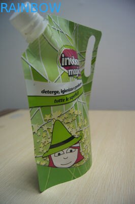 Green Drink Spout Pouch Packaging Die Cut Handle for LIquid Packaging
