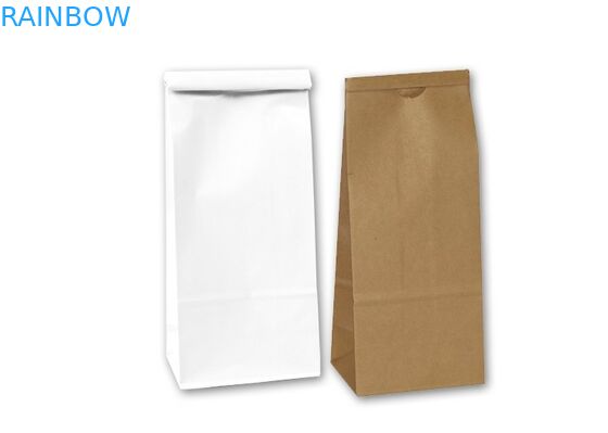 White / Brown Tea Kraft Paper Bags Tin Tie Full Printing Square Bottom