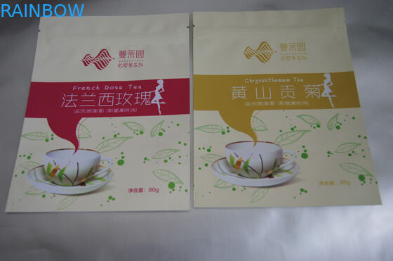 Glossy Finish Stand Up Tea Bags Packaging Zipper And Full Printing