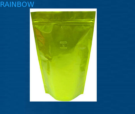Full Printed Glossy Tea Packaging Pouches Zipper Light Gold Stand Up