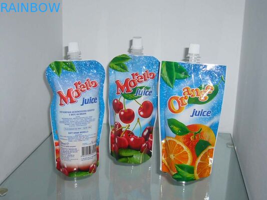 Custom Sky Blue Plastic Spout Pouch Packaging Orange Juice Drink Packaging