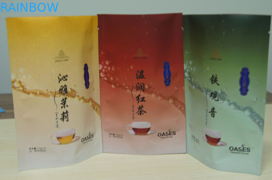 Zipper / Tear Notch Tea Bags Packaging Colorful Glossy Finish Stand Up