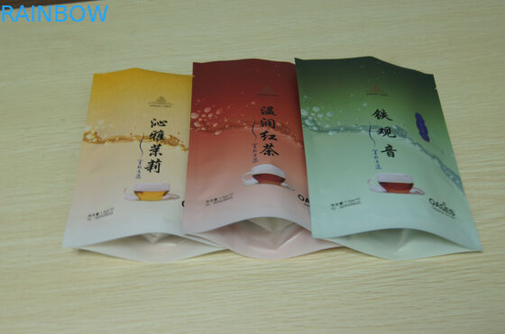 Zipper / Tear Notch Tea Bags Packaging Colorful Glossy Finish Stand Up