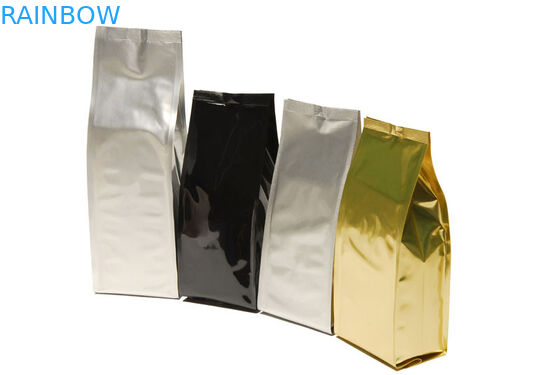 Glossy Finish Bottom Gusset Coffee Packaging Bags With Zipper / Valve