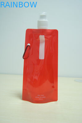 Bright Red Plastic Stand Up Pouch with Metal Hook Drink Packaging/stand up pouch for juice/baby food stand up pouch