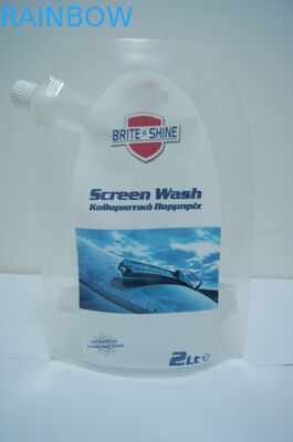 2 Litre Transparent Plastic Stand Up Pouch Screen Wash Packaging/stand up spout bags for wash packaging
