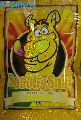 Glossy Herbal Incense Bag 10g Scooby Snax Hologram Yellow Potpourri