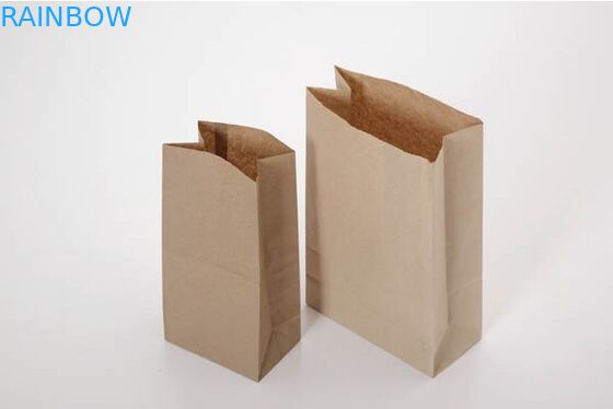 Customized Flat Bottom Brown Kraft Paper Bags Top Open for Snack