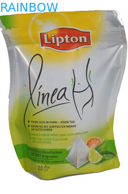 Graceful Curved Lipton PET / VMPET / PE Tea Packaging Bags Stand Up