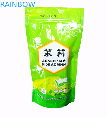 Shiny Peak Green Tea Bags Packaging Stand Up Aluminum Foil Jasmine Pouch