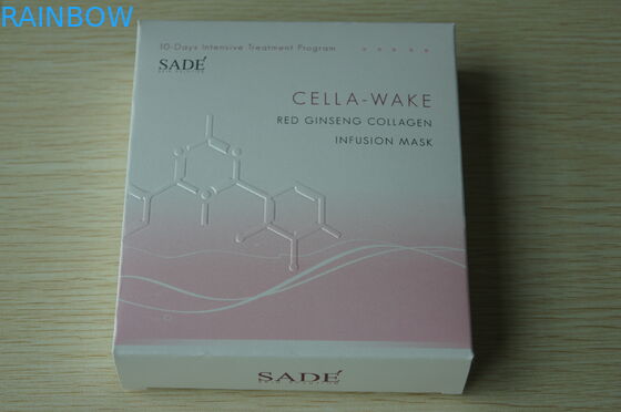 Pink Sade Paper Packaging Box White Card For Ginseng Collagen Cosmetic Mask