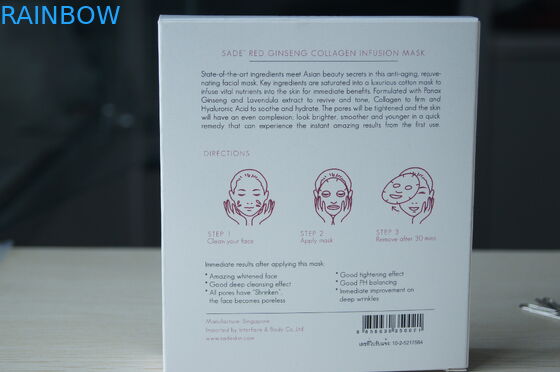 Pink Sade Paper Packaging Box White Card For Ginseng Collagen Cosmetic Mask