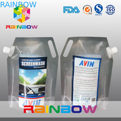 Silvery Stand Up Spouted Pouches Full Printed With Handle / Lable