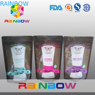 Stand Up Zipper Snack Bags / Plastic Food Packaging For Sweetener Equal