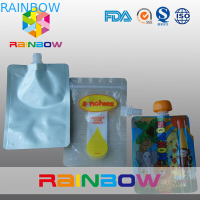 Laminated  Nylon 3 - Side White Spout Pouch Packaging Automated Printed Logo