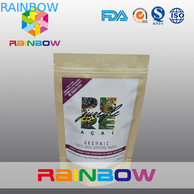 Freeze Dried Super Food Power Customized Paper Bags With Adhesive Sticker Labels