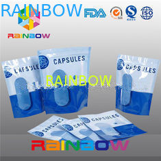 Stand Up Vertival Aluminium Foil Pouches Clear Window For Capsules