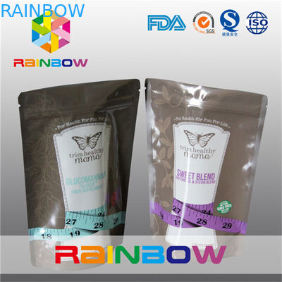 Reasonable Stand Up Foil Pouches With Zipper For Sugar / Food Packaging