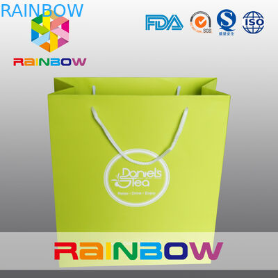 Recycled Square Bottom Customized Paper Bags / Printed Paper Shopping Bags