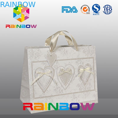 Unique Design White / Red Custom Printed Paper Bags With Handle