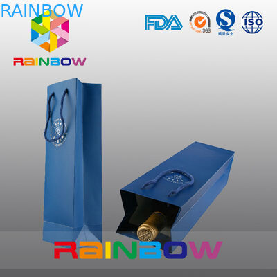 Wine Bottle Customized Paper Bags / Custom Printed Kraft Paper Bag With Logo Printing