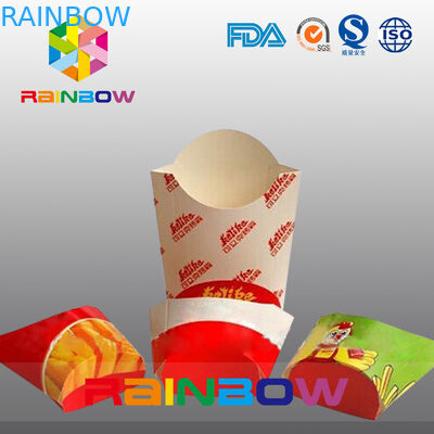 Customized Disposable Take Away Flat Bottom Paper French Fry Packaging Box
