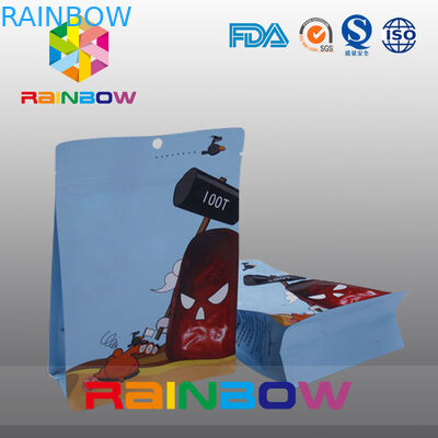 Gravure Printed Flat Bottom Plastic Pouches Packaging k Food Grade Resealing