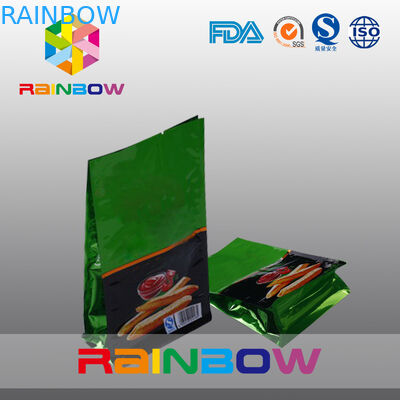 Plastic Shining Finish Flat Bottom Stand Up Chips Packaging Bag With Tear Notch