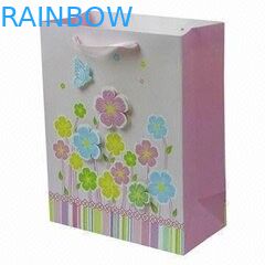 Fresh Printed Delicately Flower Pink Colorful Printing Hnadle Paper Bag for Gift