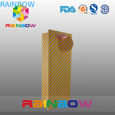 Biodegradable Customized Paper Bags With PP Rope For Red Wine Bottles Packaging
