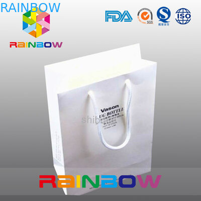 Eco Friendly Simply Printed White Paper Bags Wirh Paper String For Clothes