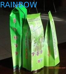 Moisture Proof Side Gusset Tea Bags Packaging With Tear Notch , Green