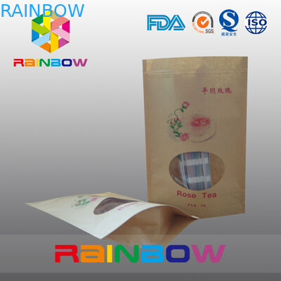 Stand Up Customized Paper Bags For Food Packaging With Front Window