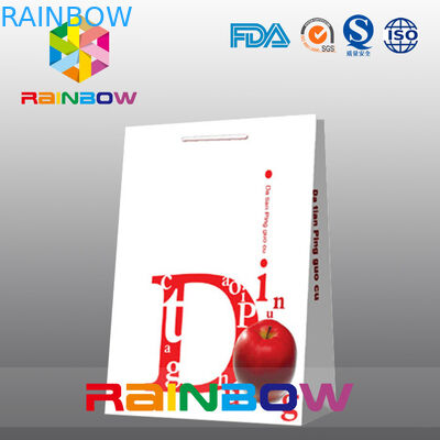 White Customized Paper Bags Flat Bottom Cardboard Logo Paper Shopping Bag