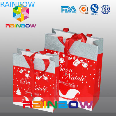 Fold Red Customized Paper Bags With Silk Rope / Shopping Bags / Gift Packaging Bag