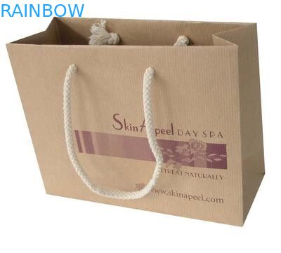 Brown Kraft Paper Bag Customized Printing With Drawstring for Gift / Shopping