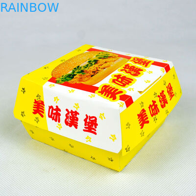 Food Grade Disposable Paper Box Hamburger Packaging Box With Customized Logo
